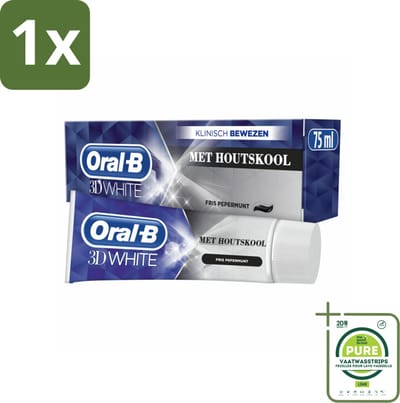 1 x Oral-B Tandpasta 3D White Houtskool 75 ml - Tandpasta - Whitening - Houtskool - Glimlach - Tanden Reinigen