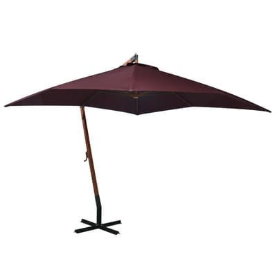 vidaXL - Zweefparasol - met - paal - 3x3 - m - massief - vurenhout - bordeauxrood