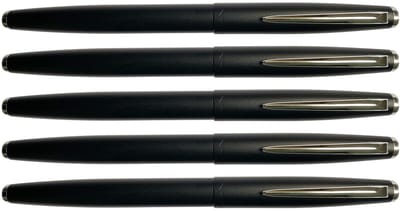 Dailygoods - Gullor 5 stuks klassieke metalen vulpennen set met inktconverters, EF-penpunt, zwart met zilveren clip