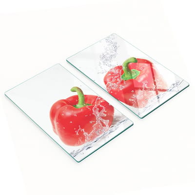 Keukenplanken van gehard glas met rode peperafbeeldingen, 2x30x52 cm