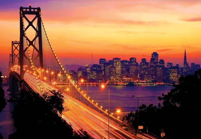 Fotobehang City Skyline Golden Gate Bridge | XL - 208cm x 146cm | 130g/m2 Vlies