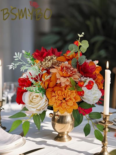 Luxe Zijden Kunstbloemen Set - Paars, Wit & Roze Rozen, Dahlia's en Anjers - Decoratief Bloemenarrangement
