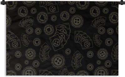 Wandkleed - Wanddoek - Poker - Speelkaarten - Gokken - Patroon - 90x60 cm - Wandtapijt