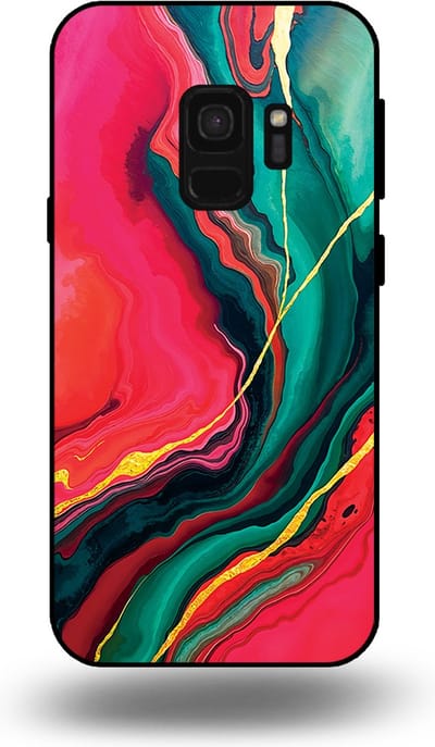 Smartphonica Telefoonhoesje Geschikt voor Samsung Galaxy S9 met Rood Groen Marmer Opdruk - TPU Backcover Case Red Green Marble Design geschikt voor Samsung Galaxy S9