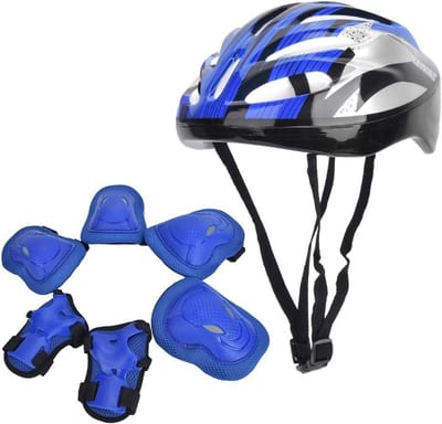 Beschermende Uitrusting Set - Helm en Beschermers - Sport Beoefenen - Ademend en Zweetabsorberend - 7-delig - Blauw