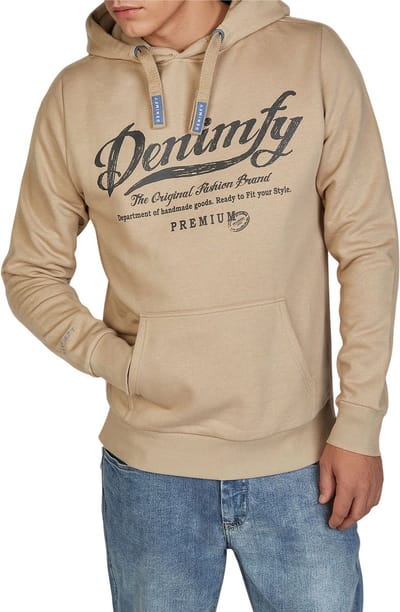 DENIMFY Heren Sweatshirt DFArno regular fit Beige S Volwassenen