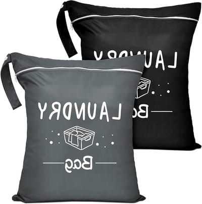 Set van 2 waterdichte waszakken, opvouwbare tas met ritssluiting, ideaal voor fitness, kamperen en dagelijks gebruik, 38 x 48 cm