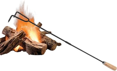 Vuur Pookhaak - Kampvuur Stok - Kampvuur Onderhoud - Comfortabel Houten Handvat - 84 cm Lengte - Zwart