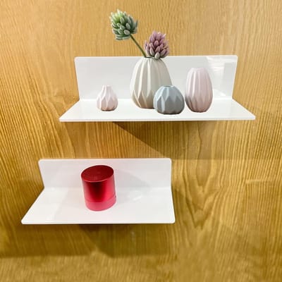 Zwevende Wandplanken zonder Boren, Set van 2 Stabiele Acryl Planken voor Woonkamer, Slaapkamer, Kantoor en Badkamer, Inclusief 4 Kabelclips voor Organisatie
