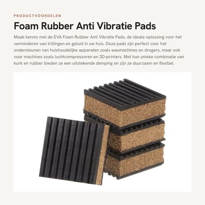 Dailygoods- Vibratiepads 4 Stuks - Antislip/Geluidsreductie - Duurzaam Rubber/Kurk - Voor Wasmachine/Loopband - Olie- en Weerbestendig - 2" x 2" x 7/8 - Geluidsisolatie