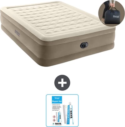 Intex Luchtbed - 2-Persoons - 152 x 203 x 46 cm - Beige - Inclusief pomp en Reparatieset