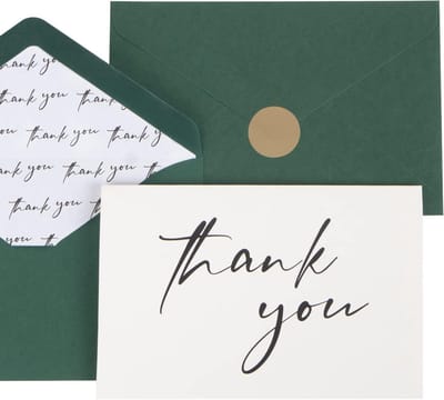 50 Stuks Bedankkaartjes Set met Groene Enveloppen | Minimalistisch & Stijlvol voor Feest & Gelegenheid