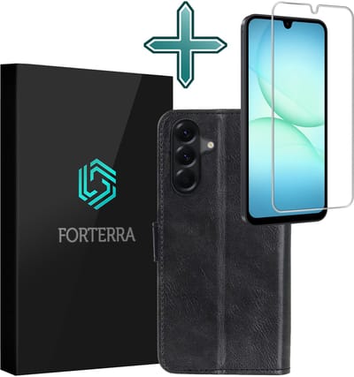 Hoesje Met Screenprotector - Geschikt voor Samsung Galaxy A17 - Luxe Pasjeshouder - Flipcase - Bookcase Portemonee - Flip Case - Kunstleer Book Case - Book Cover - Walletcase - Portemonneehoes - Zwart