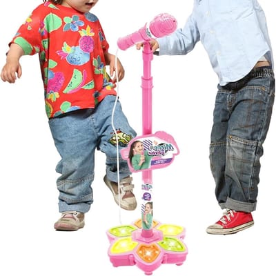 Draadloze Karaoke Microfoon - Kinderen Zangset - Muziek Maken - Dynamisch Kleurenlicht - 390 gram - Roze