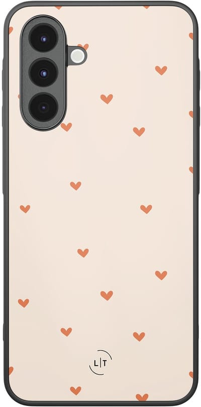 Leuke Telefoonhoesjes - Hoesje geschikt voor Samsung Galaxy A16 - Cute hearts - Backcover zwart - Print / Illustratie - Bruin