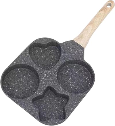 Omelet Pan - Eierpan Vormpjes - Ontbijt Maken - Vier Verschillende Vormen - 18 cm - Zwart