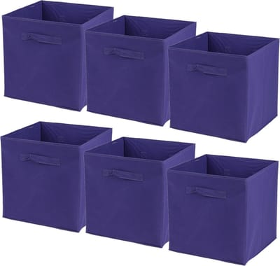 Urban Living Opbergmand/kastmand Square Box - 6x - karton/kunststof - 29 liter - paars - 31 x 31 x 31 cm - Vakkenkast manden