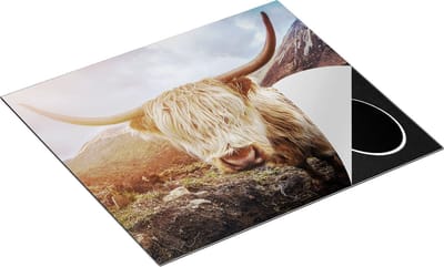 Chefcare Inductie Beschermer Schotse Hooglander Koe in de Bergen - 60x50 cm - Afdekplaat Inductie - Kookplaat Beschermer - Inductie Mat