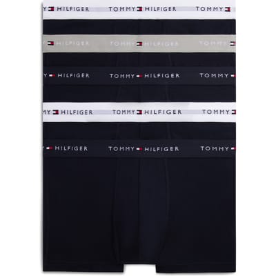 Tommy Hilfiger 5-pack Trunk Waistband Des Sky/antique Silver/white Taglia: S | Biancheria intima Outlet | Uomo | Grigio