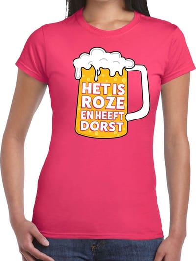 Het is roze en heeft dorst t-shirt dames - teks shirt Het is roze en heeft dorst voor dames S