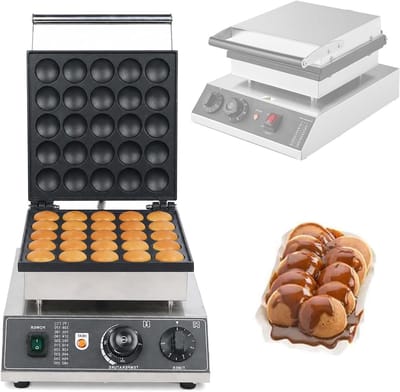 Pannenkoekenbakmachine Elektrisch - Apparaat voor Poffertjes - Thuis Bakken - 25 Gaten Non-stick - 1750 Watt - Zilver