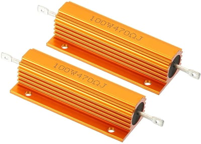 Aluminium Weerstand - Schaal Weerstand - Elektronica Reparatie - 100 Watt Vermogen - 470 Ohm - Goudkleurig