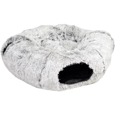 duvoplus Snug Kattenmand & Kattentunnel - Fluffy Pluche - 80x80x25cm