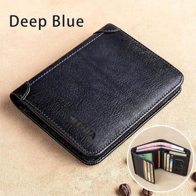 Echt Leder Rfid Bescherming Portemonnees voor Mannen Vintage Dun Kort Multifunctioneel ID Creditcard Houder Portemonnee black