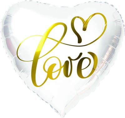 Folat - Folieballon Hartvormig Wit 'Love' - 45 cm - Valentijnsdag versiering - Valentijnsdag cadeau - valentijnsdag