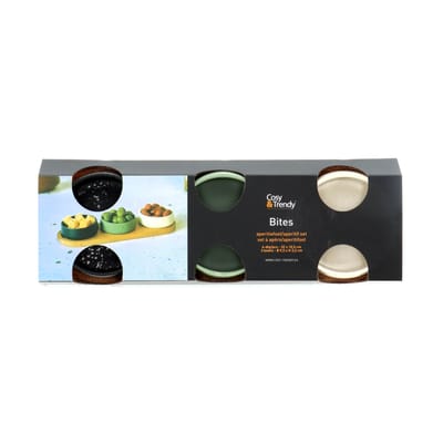 Cosy & Trendy Serveerplank bamboe - met 3x luxe schaaltjes - 31 x 11 cm - tapas en saus schaaltjes