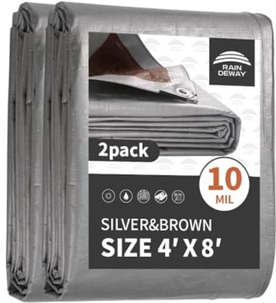 Heavy Duty Waterdicht Dekzeilen 4 x 8 Voeten | 2 Pack Multifunctionele Tarp Cover met Versterkte Randen