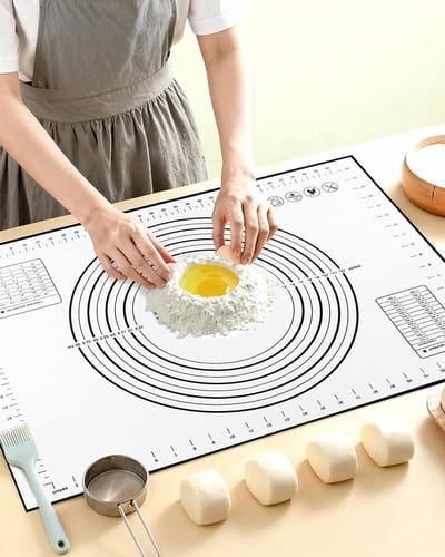 Grote Silicone Bakmat 60x40cm, Voedselveilige Antislip Werkmat voor Brood, Pizza en Fondant, BPA-vrij en Ideaal voor Deegverwerking
