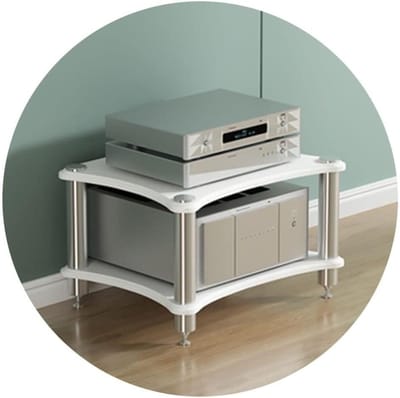 Apparatuur Kast - Hifi Meubel - Media Opbergen - Stapelbaar Ontwerp - Meerdere Niveaus - Wit