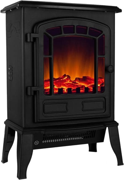 TIM® Sfeerhaard elektrisch - Sfeerhaarden - Sfeerhaard met Schouw - Antiek - Zwart - 24 cm x 39 cm x 57 cm