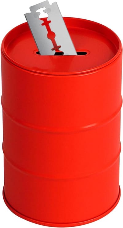 Allecto Plus - Veilige Metalen Scheermes Afvalcontainer voor Gebruikte Mesjes (Rood) met Sleufopening