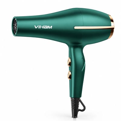 Haardroger - 1300 W 220 V - 6 snelheden en koude/warme lucht - vaste handgreep - groene ronde stekker