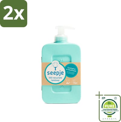 Seepje - Handzeep - Eucalyptus met Rozemarijn - 300 ml - Antiseptische Geur - Voordeelverpakking - 2 stuks - Handzeep - Eucalyptus