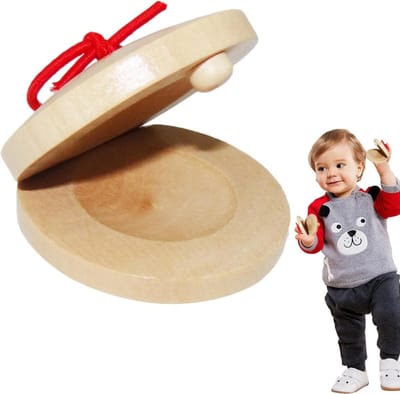 Houten Castagnetten - Ritmische Kleppen - Muziek Leren - Handgemaakt Instrument - 55 cm - Houtkleur