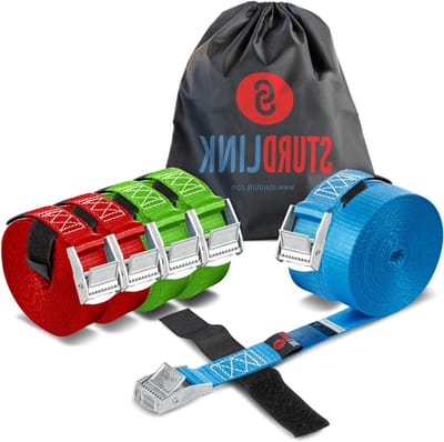 Spanbanden set - Sjorbanden Klemgesp - Vastzetten Bagage - Met Opbergzak - 2x3M 2x4M 2x5M - Rood Groen Blauw