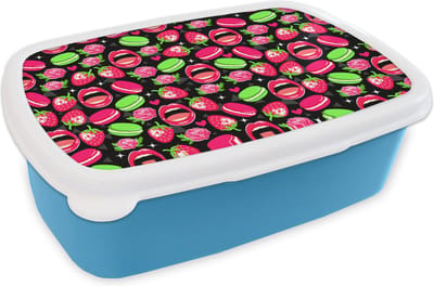 Broodtrommel Blauw - Lunchbox - Brooddoos - Eten - Patroon - Roze - 18x12x6 cm - Kinderen - Jongen