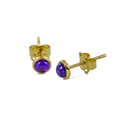 New Bling 9NBSAM-G210133 Gouden Oorknopjes - Dames - Amethist - 4 mm Doorsnee - 14 Karaat - Paars - Goud