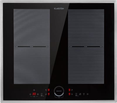 Klarstein Inductiekookplaat Delicatessa 60 Prime - 4 Zones - 7000W - Timer - Onderhoudsvriendelijk keramisch Oppervlak - Energiesparend - Flexzone - ThermoBoostfunctie - Overhittingsbescherming - Kinderbeveiliging - Touchpanee - Zwart