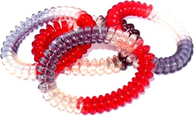 Kabelelastiek groot transparant-rood-grijs