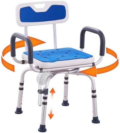 Draaibare Douchestoel - Badkamer Zitting - Veilig Douchen - 360 Graden Roterend - 400 Lbs Capaciteit - Blauw