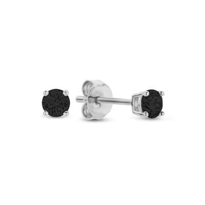 New Bling 9NB-1149 Zilveren Oorknopjes met Zirkonia Steentje 3mm - Zwart - Rhodium - Zilver