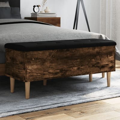 vidaXL - Opbergbankje - 102x42x46 - cm - bewerkt - hout - gerookt - eikenkleurig