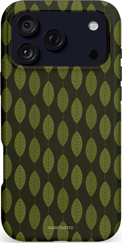 Casetastic hoesje geschikt voor Apple iPhone 17 Pro Max - MagSafe - Dubbellaagse bescherming - Donkergroene Bladerendek - Fashion Case - Zwart Donkergroen
