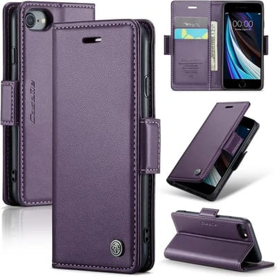 CaseMe Wallet Case met RFID Bescherming en Magneetsluiting voor iPhone 7 / 8 / SE 2020 / SE 2022 _ Paars
