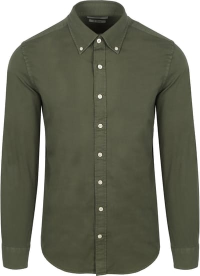 King Essentials The Tommy Overhemd Olijfgroen - Maat S - Heren
