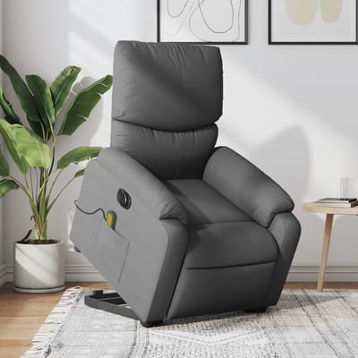 vidaXL - Sta-op-massagestoel - elektrisch - verstelbaar - stof - donkergrijs